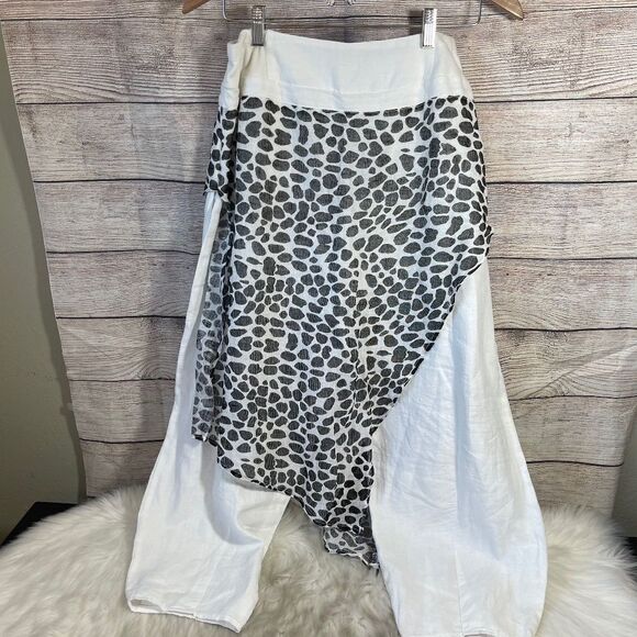 Banana Blue Australia White Linen Draped Harem Pants Sz S - Picture 1 of 10